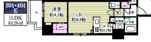 ミリアレジデンス根岸柳通(1LDK/4階)の間取り写真