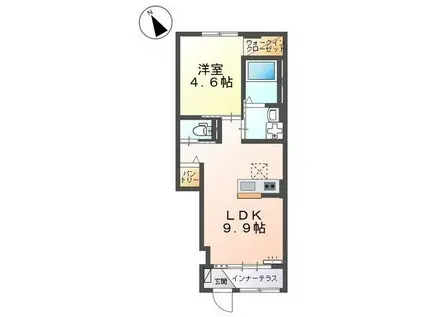 FIRST(1LDK/1階)の間取り写真