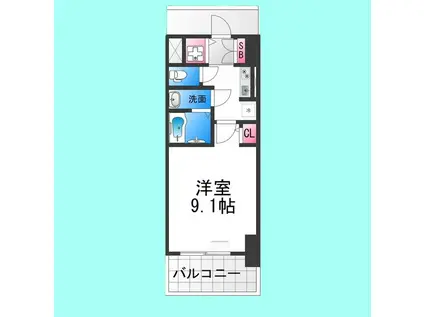 S-RESIDENCE堺BLAZE(1K/8階)の間取り写真