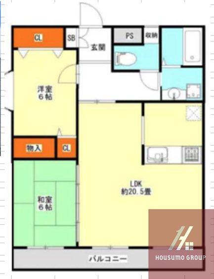 サンライフ上住吉(2LDK/2階)の間取り写真