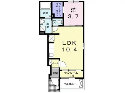 ラピスII(1LDK/1階)の間取り写真