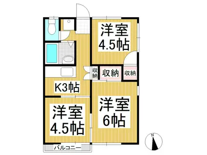 ハイツ富士見(3K/2階)の間取り写真