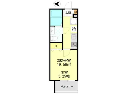 CFジオーレ大師東門前(1K/3階)の間取り写真