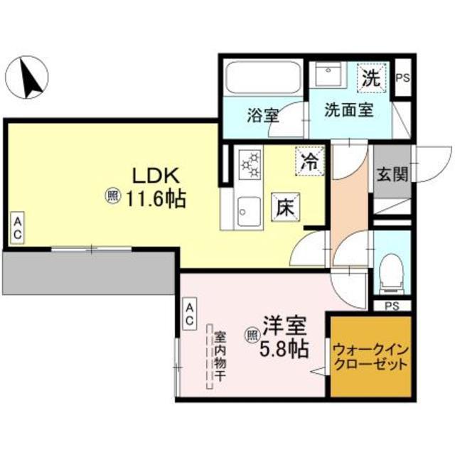 トリシア千躰(1LDK/1階)の間取り写真