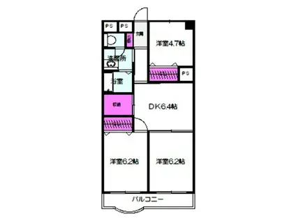 サンファミリーI(3DK/4階)の間取り写真