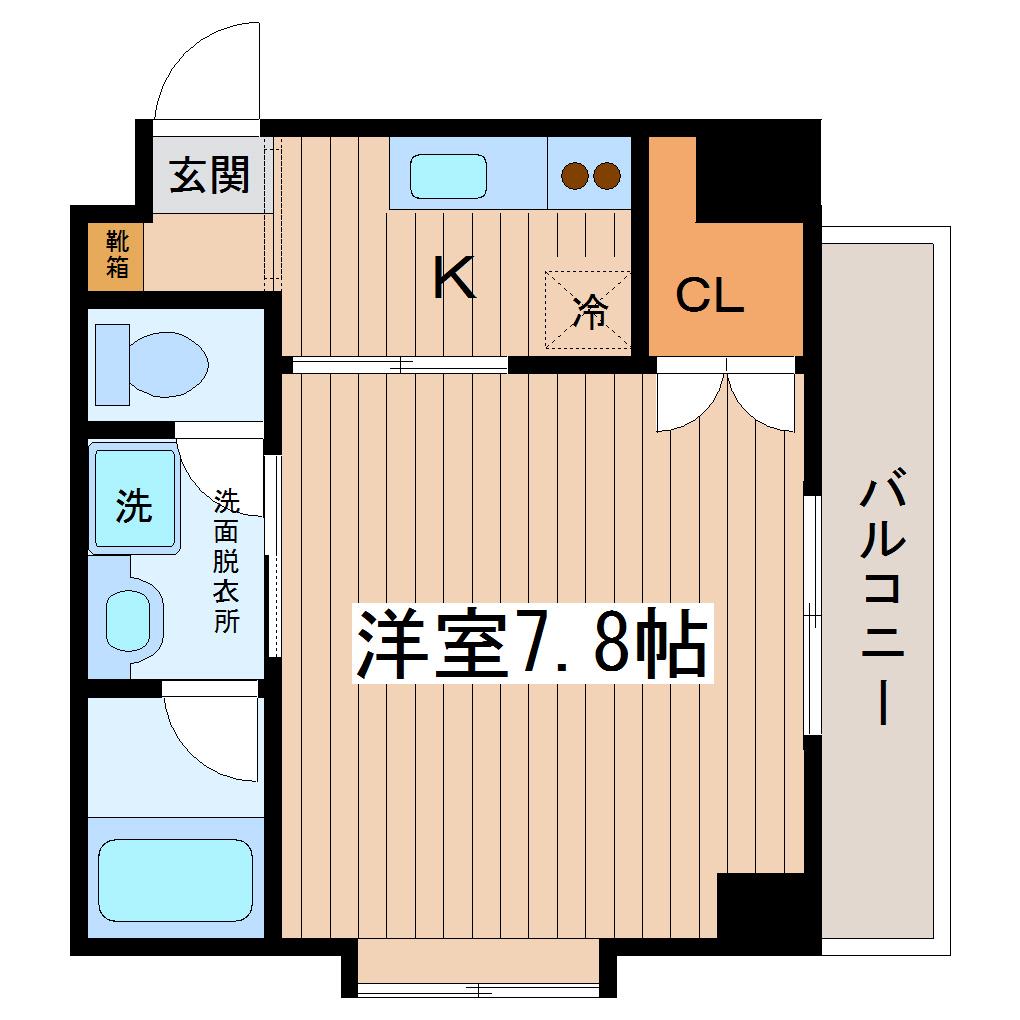 しゃとれ新寺(1K/4階)の間取り写真