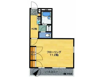 モンテクレーセB(1K/2階)の間取り写真