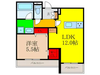 HOKULEA(1LDK/1階)の間取り写真