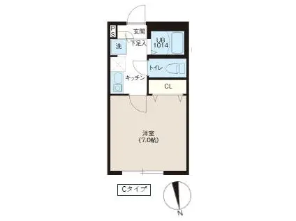 レピュア蓮根レジデンスII(1K/4階)の間取り写真