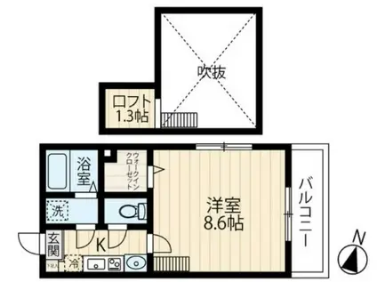 リベルタIII(1K/3階)の間取り写真