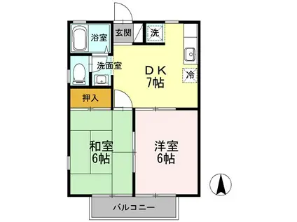 グリーンハイツ(2DK/2階)の間取り写真