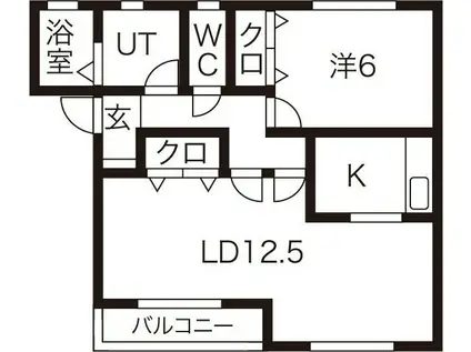 コーポJKL K棟(1LDK/1階)の間取り写真