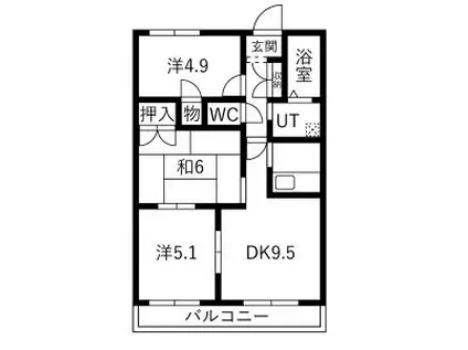 グランドヒルズ正徳町2番館(3DK/3階)の間取り写真