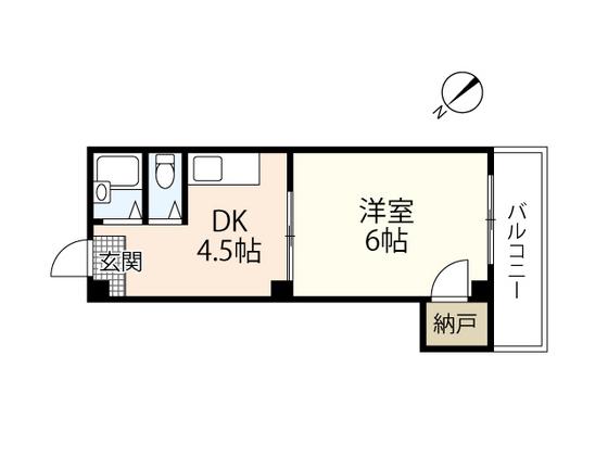 豊明ビル(1DK/3階)の間取り写真