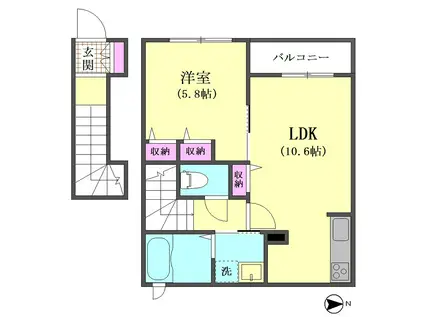 ALFLAT(1LDK/2階)の間取り写真