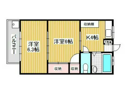 フェリーチェ吉祥寺(2K/2階)の間取り写真