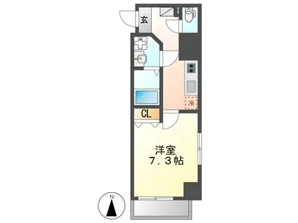 エストゥルースプラスノース名古屋(1K/9階)の間取り写真