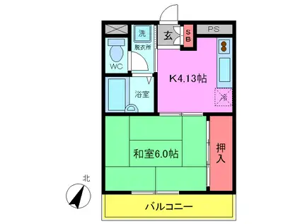シンダナマンション(1K/3階)の間取り写真