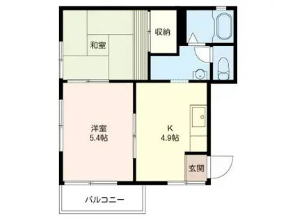 コーポ高弘(2K/2階)の間取り写真