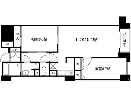 ファヴィエ四条西洞院(2LDK/5階)の間取り写真