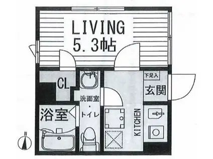 ミレドゥーエ西小山(1K/1階)の間取り写真