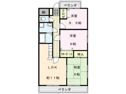 アルカディアロイヤル(3LDK/6階)の間取り写真