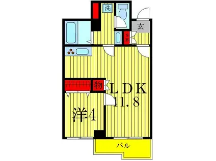 プティーボワービル(1LDK/3階)の間取り写真