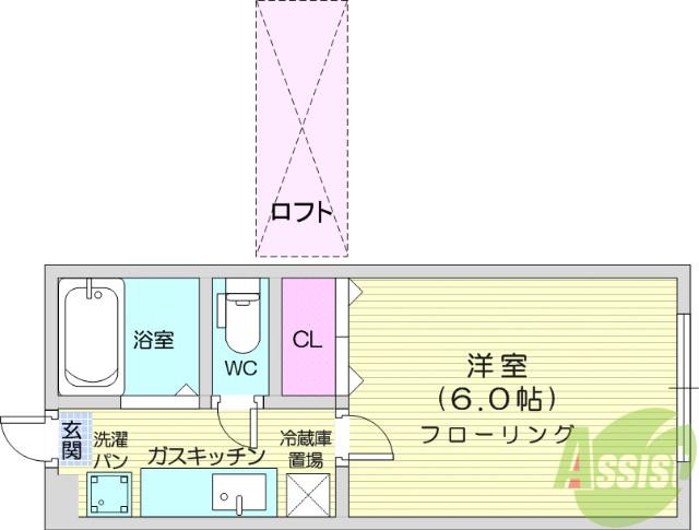 ホワイトキャッスル八乙女Ⅰ(1K/1階)の間取り写真