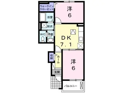 ＪＲ姫新線 院庄駅 徒歩10分 2階建 築15年(2DK/1階)の間取り写真