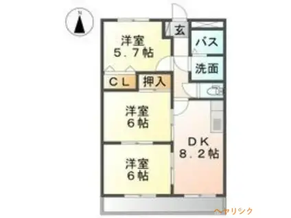 ウエルメイドK(3DK/2階)の間取り写真