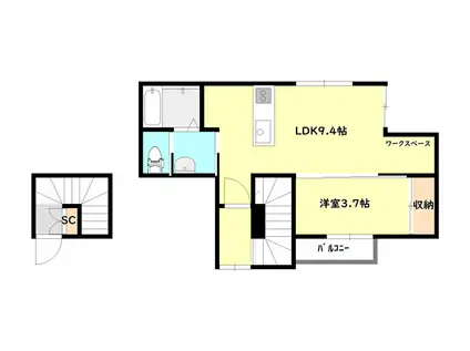 LIFE水島町(1LDK/2階)の間取り写真