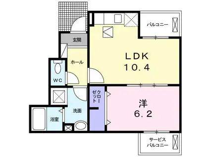 プランドル・レーヴ I(1LDK/1階)の間取り写真