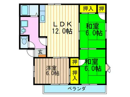 エクセル平井II A棟(3LDK/2階)の間取り写真