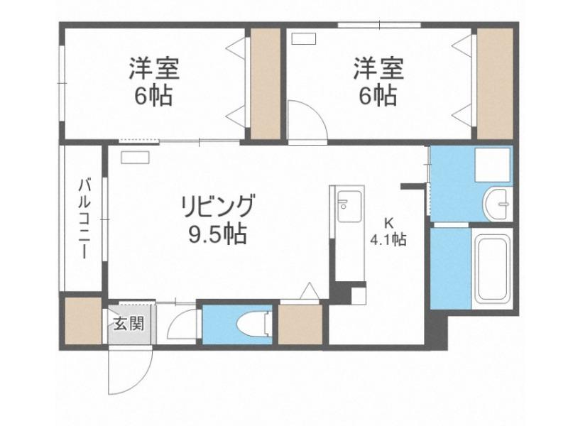 グランメール KM(2LDK/4階)の間取り写真