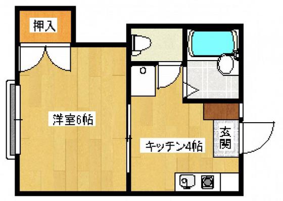ハピネスK(1K/2階)の間取り写真