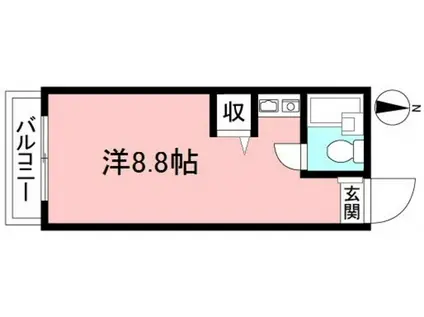 コーポ水無月(ワンルーム/3階)の間取り写真