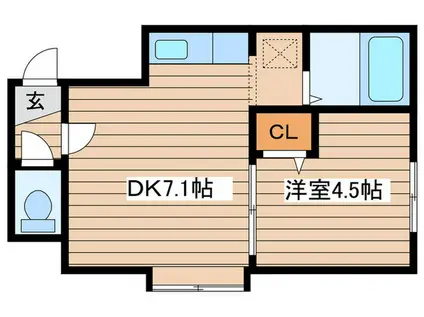 クウォリアI(1DK/2階)の間取り写真