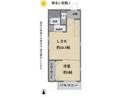 GRANDE N(1LDK/3階)の間取り写真