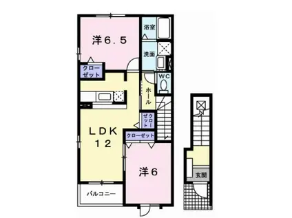 リヨン・たつのA棟(2LDK/2階)の間取り写真
