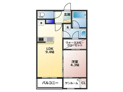 セントアース(1LDK/3階)の間取り写真