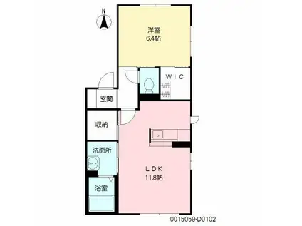 サンロード D棟(1LDK/1階)の間取り写真