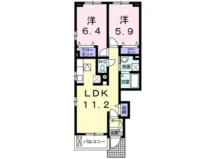 プラシーダ・パラッツオ(2LDK/1階)の間取り写真