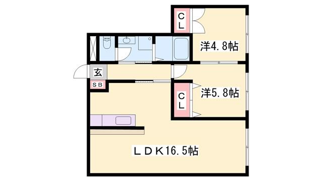 サンヒルズ西今宿(2LDK/2階)の間取り写真