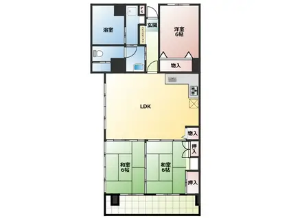 ティクスビル(3LDK/6階)の間取り写真