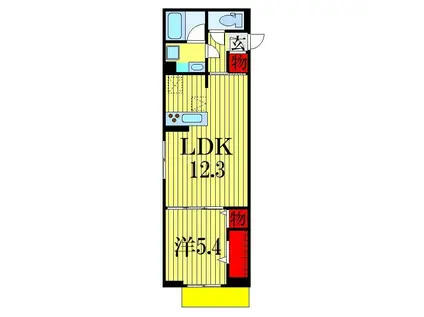 ディースカイ(1LDK/1階)の間取り写真