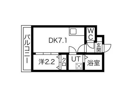 リプラス宮町(1DK/2階)の間取り写真