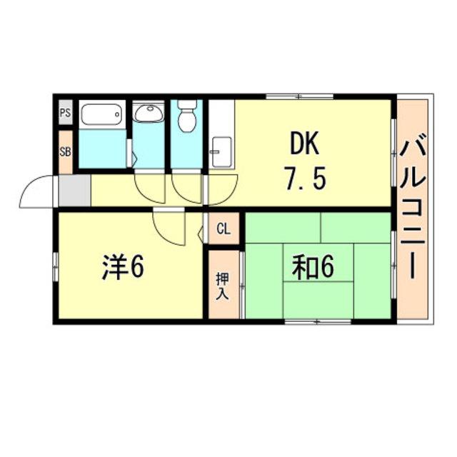 ロイヤル阪神(2DK/5階)の間取り写真