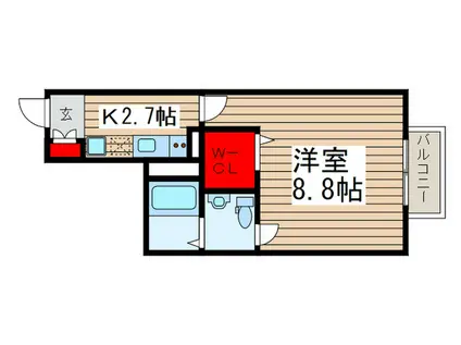 サニープレイス津田沼(1K/2階)の間取り写真