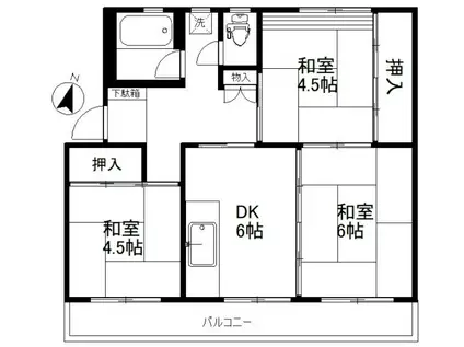 根貝戸団地16号棟(3DK/2階)の間取り写真