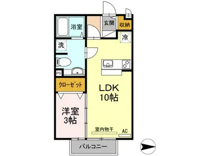 エスポワールあかさき(1LDK/2階)の間取り写真